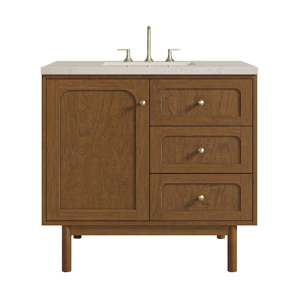 James Martin Vanities Laurent 36" Single Vanity, Honey Oak w/ 3 CM Siberian Silestone Top 545-V36-HNO-3SFR - main