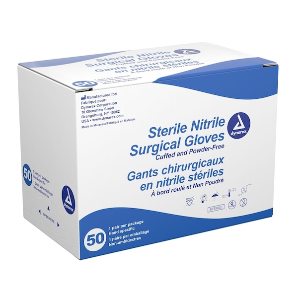 Dynarex Nitrile Sterile Surgical Glovess, Size 6.5, 200PK 6534 - main