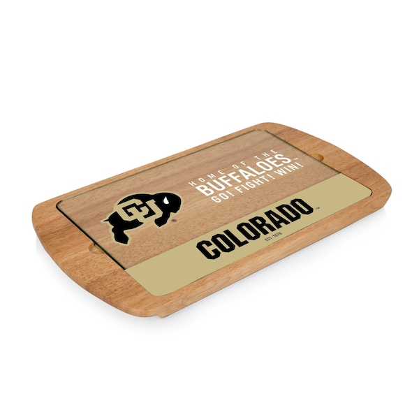 Picnic Time Family Of Brands NCAA Colorado Buffaloes Billboard Glass Top Cheese Board - Charcuterie Boards, Parawood 911-01-505-124-0 - main