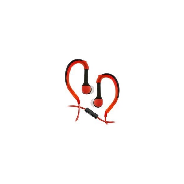 Cable Wholesale Flexible In-Ear Buds w/ In-Line Mic, Sports Ear Clip, 3.5mm, Red 5002-125RD - main