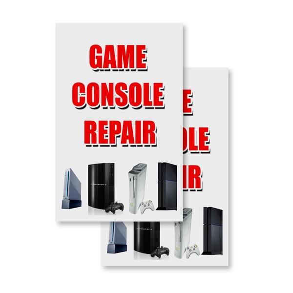 Signmission Game Console Repair, Vinyl Decals Only 24 Inch x 36 Inch, Vinyl Decal, 2PK DSB-2436-2PACK-Game Console Repair - main
