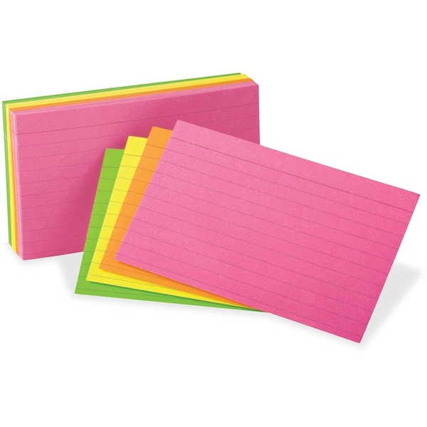 Oxford Neon Glow Ruled Index Cards, Assorted, 300PK OXF81300 - main