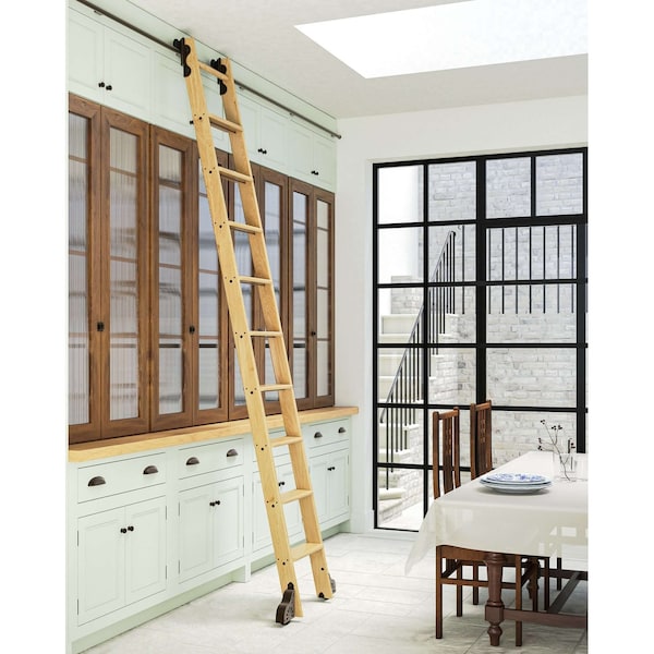 Quiet Glide 9.92 ft. White Oak Sunburst Wheel Bronze Rolling Hook Removable Ladder, 12 ft. Rail QG.510-10WO-12-H.07 - main