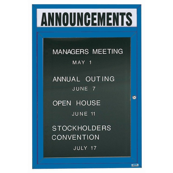 Aarco Illuminated Outdoor Enclosed Directory w/ Al Frame Header, Powder Coated Blue, 48''Hx36''W OADC4836HIB - main