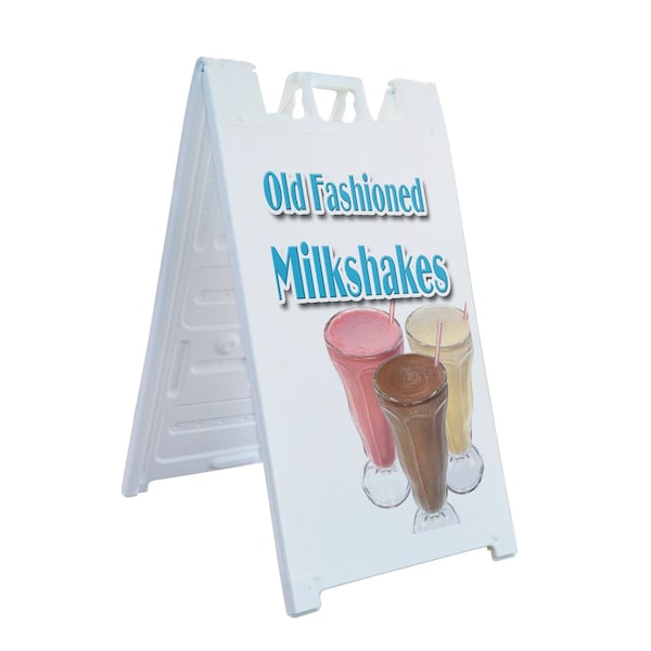 Signmission Old Fashioned Milkshakes, A-Frame & 2 Decals Installed, Heavy-Duty Plastic Frame SBHD-D-2436-Old Fashioned Milkshakes - main