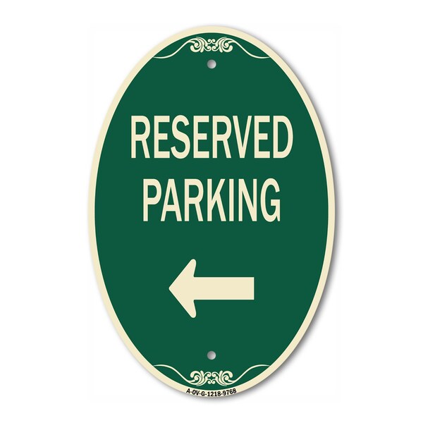 Signmission Reserved Parking Left Green & Tan, 12 Inch X 18 Inch Designer, Heavy Gauge Aluminum A-OV-G-1218-9768 - main