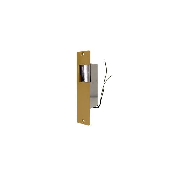Trine Access Technology Electric Strike, 8-16VAC, Fail Secure, 5-7/8in x 1-1/4in Faceplate, up to 5/8in Throw, Brass 001-8-16VAC - main