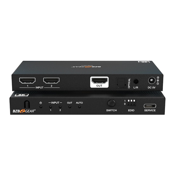 Bzbgear 2x1 8K UHD HDMI 2.1 Switcher with Audio De-embedder, 8K60, 4K120Hz 4:4:4 10bit VRR, FVA, ALLM support BG-8K-HS21A - main