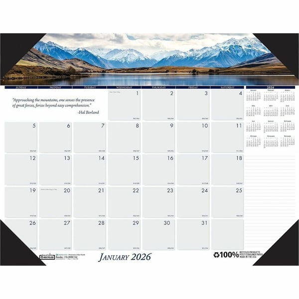 House Of Doolittle Earthscapes Recycled Monthly Desk Pad Calendar, Mountains Photos, 22 x 17, 12-Month(Jan-Dec): 2025 HOD176 - main