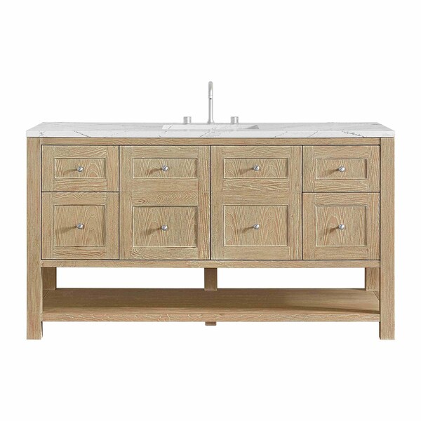 James Martin Vanities Breckenridge 60 in. Single Vanity, Whitewashed Oak, w/ 3 CM Ethereal Noctis Quartz Top 330-V60S-WWO-3ENC - main