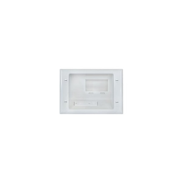 Cable Wholesale Recessed Low Voltage Mid-Size Plate w/ Duplex Receptacle, White 45-0071-WH - main