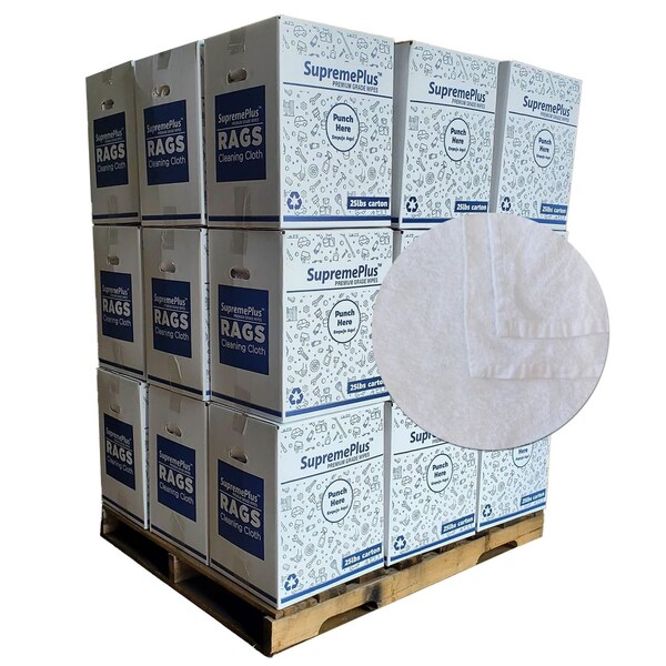 Supremeplus Full Size White Cleaning Towels - 20 in x 40 in, 675 lbs. Pallet, 27x 25 lbs. Boxes, 27PK SP-3531 - main