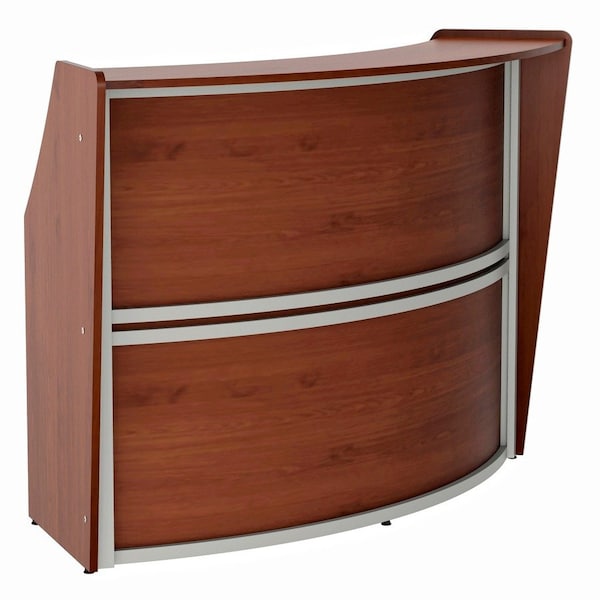 Linea Italia Curved Reception Desk with Counter, 72 inW x 32 inD x 46 inH, Gray/Cherry ZUC290 - main