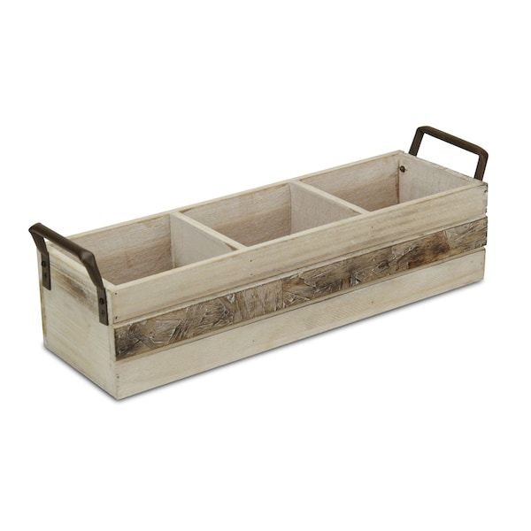 Homeroots 16" Brown Solid Wood And Metal Box 487954 - main