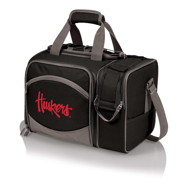 Picnic Time Family Of Brands NCAA Nebraska Cornhuskers Malibu Cooler Picnic BasketBlack with Gray Accents 508-23-175-404-0 - main