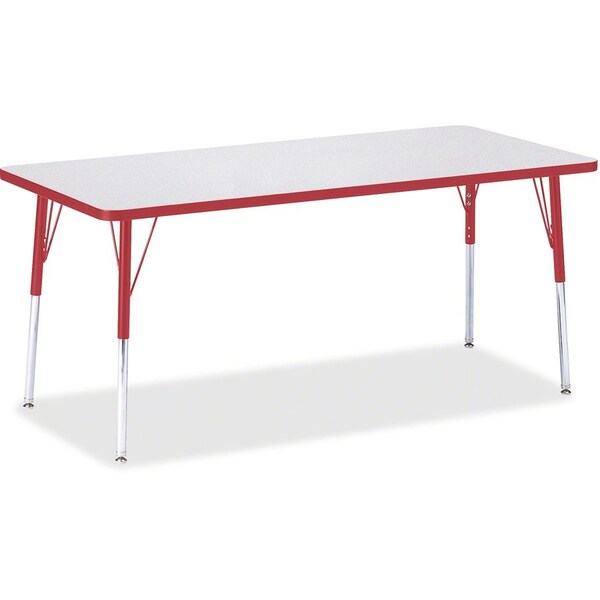 Jonti-Craft Berries Rectangle Activity Table, 30 in. x 72 in., A-height, Freckled Gray/Red/Gray 6413JCA008 - main