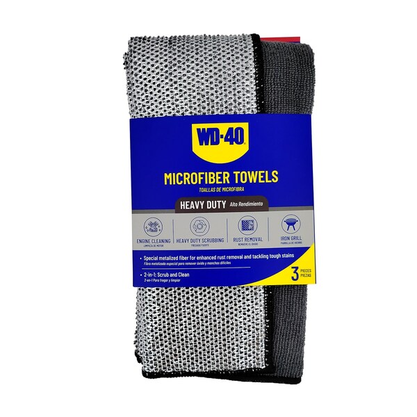 Wd-40 Heavy Duty Metalized Microfiber Towel - Gray Color, 3PK L40202 - main