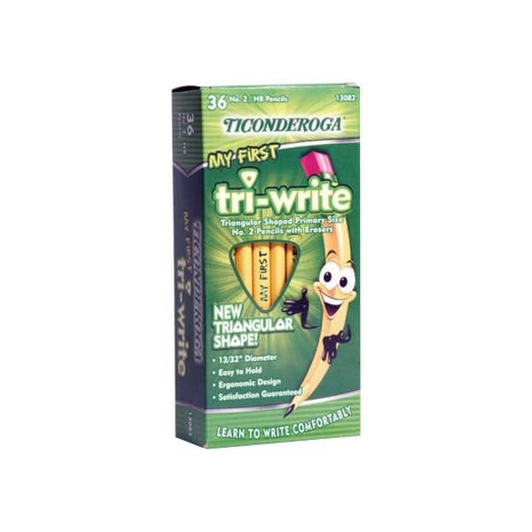 Dixon Ticonderoga NO 2 PENCIL, TRIANGULAR SHAPE, BEGINNER W/, 36PK DIX13082 - main