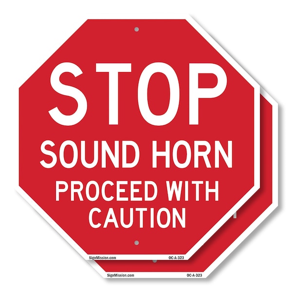 Signmission Stop Sound Horn Proceed with Cautio, 6 inch X 6 inch, Plastic Sign, 2PK OC-P-2PACK-6-323 - main