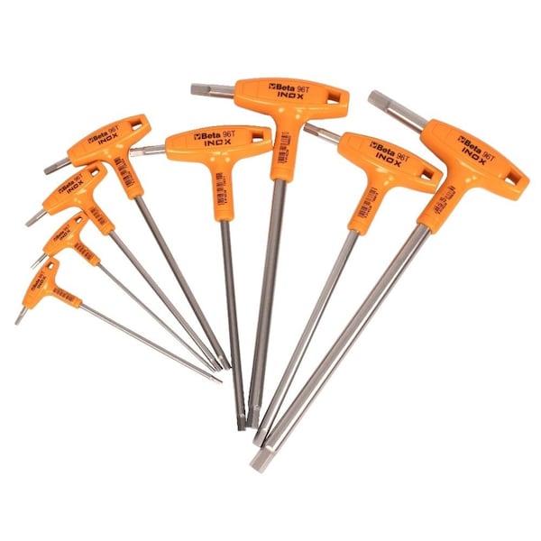 Beta 96TINOX Set of 8 Stainless Steel High Torque Ergonomic T-Handle Hex Key Allen Wrenches, Metric 2.5mm-10mm 000961954 - main
