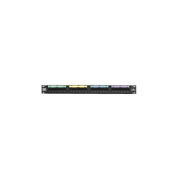 Leviton 24-Port Panel 110-Mod 8W8P, T568A/B Cat5E Gigamax, Black 1U 5G596-U24 - main