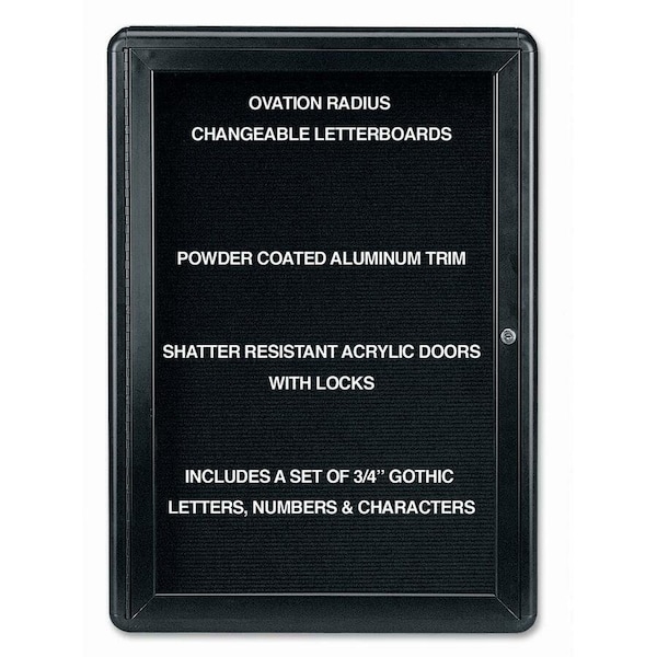 Ghent Ovation Letter Board - Indoor - 1 Door - Black w/Black Frame - 24"W x 34"H OVK1-BBK - main