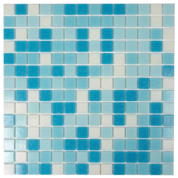 Apollo Tile Mingles 12inx12in Glossy Sky Blue and White Glass Mosaic Wall and Floor Tile 20 sqft/case, 20PK MIX2088BL583A - main