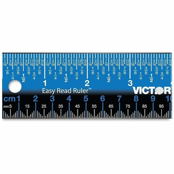 Victor Technology Easy Read Ruler, Stainless Steel, Blue/Black, 12'', 3PK EZ12SBL - main
