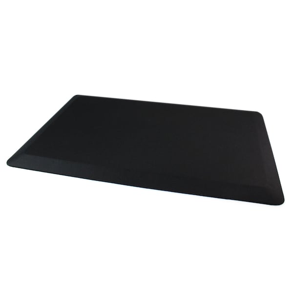 Floortex Antifatigue Mat, 32 in L x 20 in W, 0.8 in Thickness, Polyurethane with Polyester cover, Black CC2032BLK - main