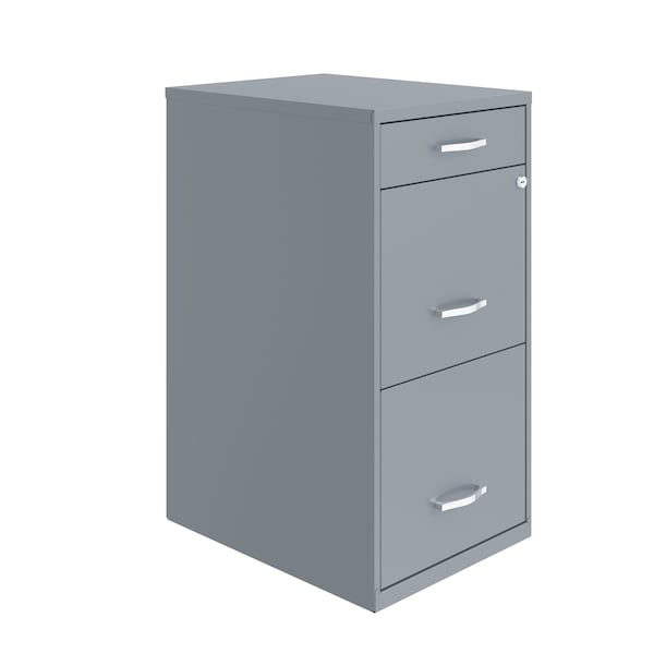 Space Solutions 14.25 in W 3 Drawer Vertical File Cabinet W/ Pencil Drawer, Platinum 25153 - main