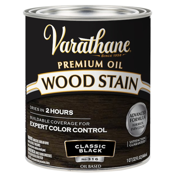 Varathane Premium Wood Stain, Oil Based, Classic Black, 1 Quart 381112 - main