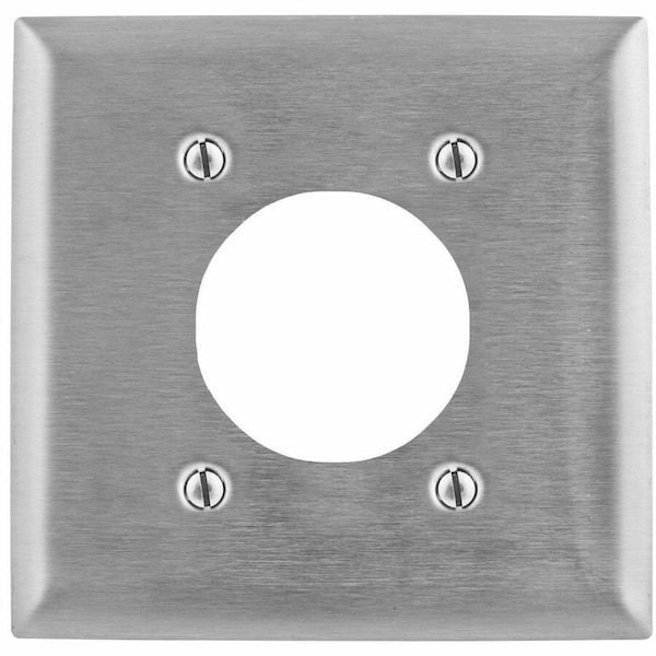 Hubbell Wiring Device-Kellems 2.15" Opening Wall Plates, Number of Gangs: 2 Stainless Steel, Smooth Finish, Silver SS703 - main
