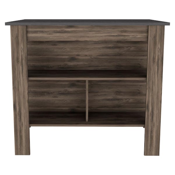 Homeroots Dark Brown and Brown 41in Kitchen Island With Storage 474092 - main