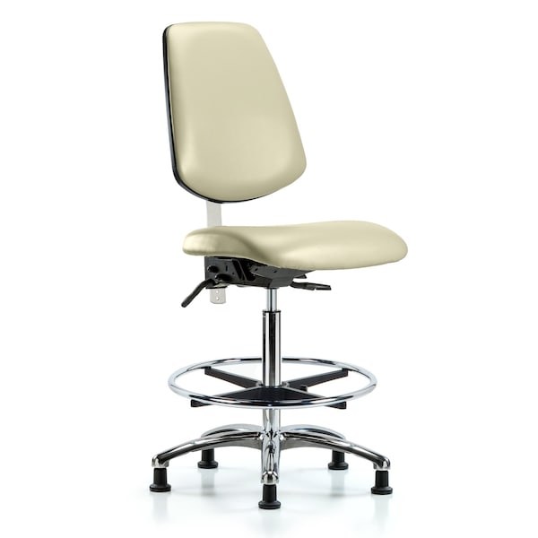 Blue Ridge Ergonomics Clean Room Chair Vin Med Ben Chair, Med, Bk, Wht, CL100, No Arms, 22" to 29" Height, Vinyl, Adobe White BR-NCR-VMBCH-MB-CR-T0-A0-CF-RG-8501 - main