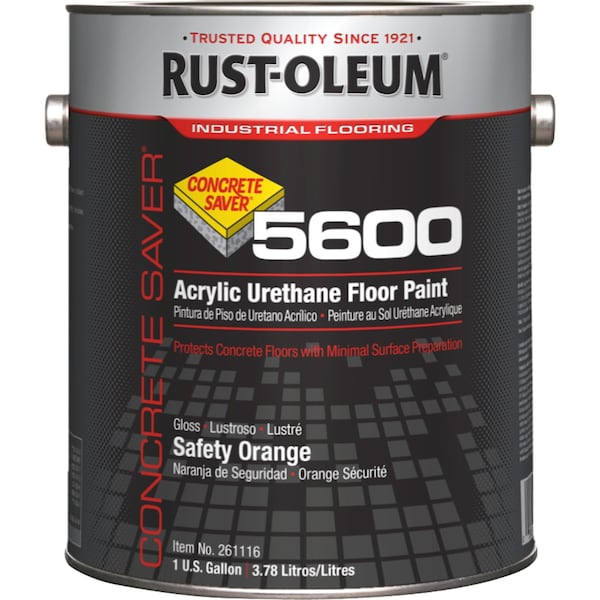 Rust-Oleum 1 gal Floor Paint, Gloss Finish, Safety Orange, Solvent Base 261116 - main