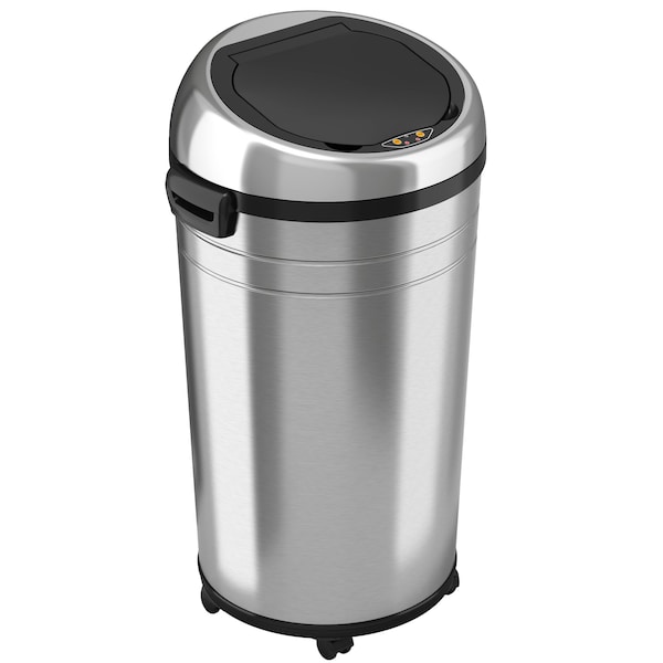 Hls Commercial 23 gal Round Indoor Metal Can, Silver, Touchless Sensor Lid, Stainless Steel, 17.5 in HLS23RC - main