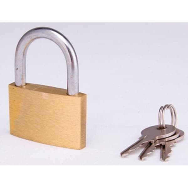 Prosource Padlock, Standard Shackle, 3/16 in Dia Shackle, 1 in H Shackle, Steel Shackle, Brass Body TGE-BP403L - main