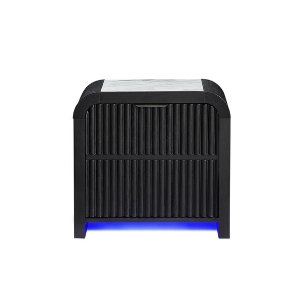 Global Furniture Usa Contemporary Beckett White/Black Nightstand With Led, Cooler And Speaker BECKETT-WHT/BLK-NS W/ LED COOLER & SPEAKER - main