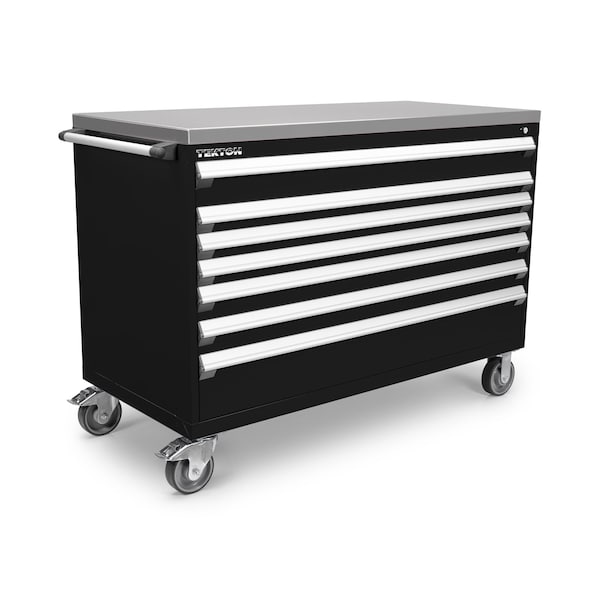 Tekton Rolling Tool Cabinet, 7 Drawer, Black, Steel, 60 in W x 27 in D x 41-1/2 in H OCL63100SST - main
