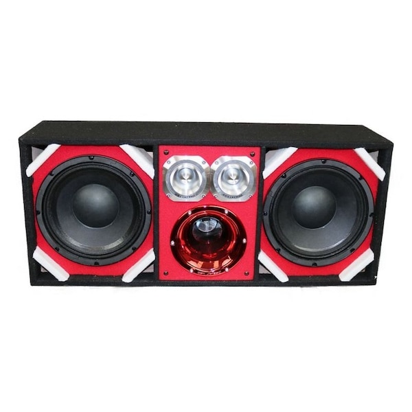 Deejay Led Loaded Box w/Two Despacito Heavy Duty 10-in Woofers One Horn and w/Two Bullet Tweeters RED TBH10RED - main