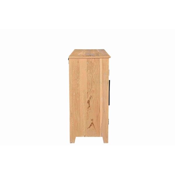 Homeroots 74in Natural Distressed Solid Wood Carved Floral Sideboard with Four Doors 634322 - main