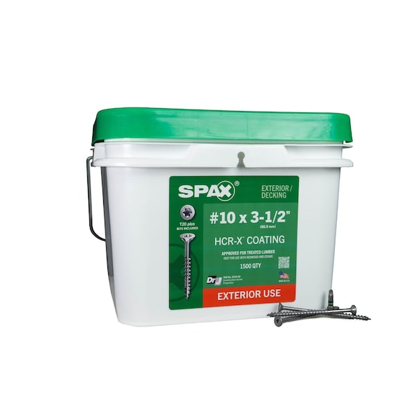Spax #10 x 3-1/2 in Exterior Wood Deck Screws Construction Flat Head T-Star Plus Bulk Pail, 1500PK 3191670500900 - main