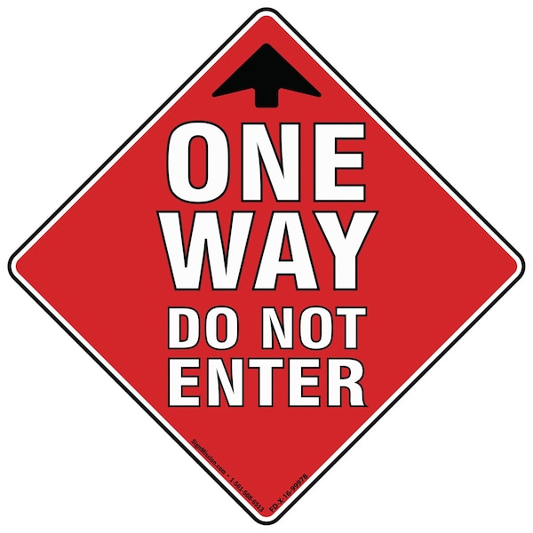 Signmission One Way Do Not Enter Non-Slip Floor Graphic, 16in Vinyl Decal, 16" x 16", FD-2-X-16-99978 FD-2-X-16-99978 - main