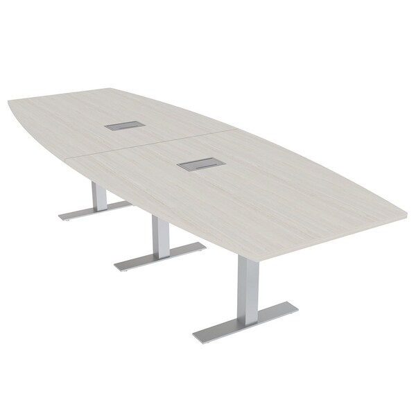 Skutchi Designs 10ft Conference Table With Power Unit | 10 Person Modular Boat Meeting Table | Harmony Series HAR-BOT-48X120-T-K458-ESIL - main