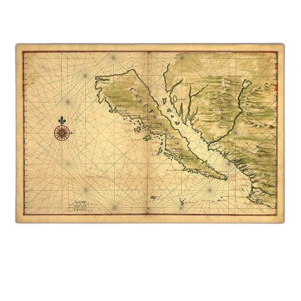 Homeroots 16" X 24" California As An Island C1650 Vintage Map Wall Art 391939 - main