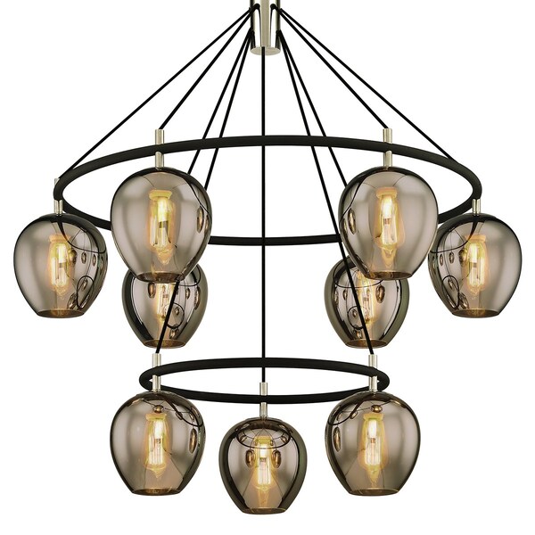 Troy Lighting Iliad 9 Light Chandelier 40 In. Textured Black & Polish Nickel F6219-TBK/PN - main