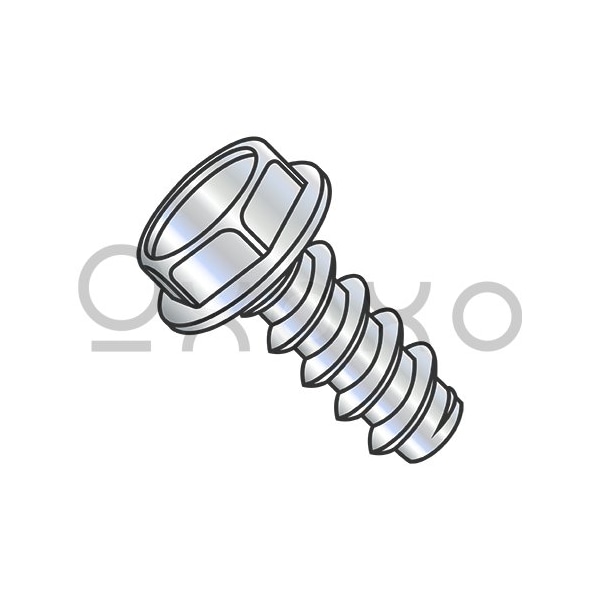 Oxoxo 1/4-14X3/8 Unslotted Indented Hexwasher Self Tapping Screw Type B Full Thread Zinc and Bake, 4000PK 158376 - main