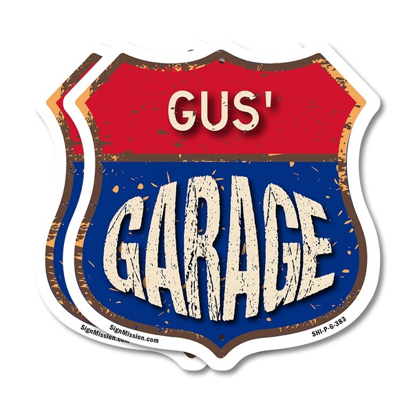 Signmission Gus's Garage, 6 inch X 6 inch, Plastic Sign, 2PK SHI-P-2PACK-6-383-GUS - main
