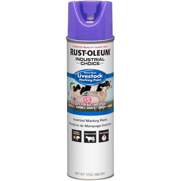 Rust-Oleum Livestock Marking Paint, Fluorescent Purple, Water, 17 Oz 383021 - main