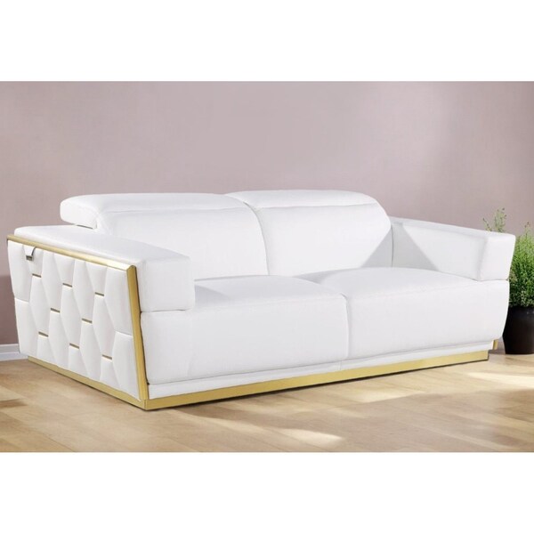 Homeroots 89" White And Silver Leather Sofa 551594 - main